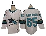 Erik Karlsson # 65 San Jose Sharks Eishockey Trikots NHL Männer Sweatshirts atmungsaktiv T-Shirt (Color : White, Size : XXX-Large)