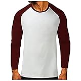 Herren Langarm T-Shirt Casual Basic Solid Color Stitching Top Bluse Oberteil Slim F