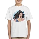 VINTRO Katy Perry Long Hair Kinder T-Shirt Original Portrait von Sidney Maurer, professionell Bedruckt Gr. 5 Jahre, weiß