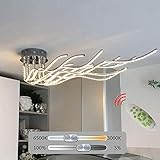 FGART Moderne LED Deckenleuchte Dimmbar Deckenlampe 10 Flammig Verstellbare Schwenkbar Deckenleuchte Wohnzimmerlampe Esszimmerlampe Schlafzimmerlampe Küchenleuchte 150 cm Chrom Mit Fernbedienung