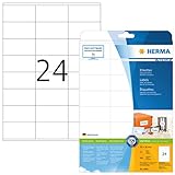 HERMA 4360 Adressaufkleber DIN A4 (70 x 36 mm, 25 Blatt, Papier, matt) selbstklebend, bedruckbar, permanent haftende Universal Etiketten, 600 Klebeetiketten, weiß