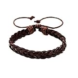 AKKi jewelry Armband für Herren Man Leder-Armband Armkette Geflochten Seil Armreifen Größe Verstellbar aus echt-Leder Partner-Schmuck Braun 8