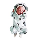 Covermason Babykleidung Neugeborene Strampler, Säuglingsbaby Mädchen Junge Strampler mit Kapuze Overall Karikatur Panda Jumpsuit mit Reißverschluss (0-6M, Grün)