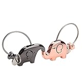 Joykey Schlüsselanhänger 1 Paar küssender Elefant Schlüsselring partneranhänger Valentinsgruß Weihnachten Geburtstag Hochzeit Geschenk Zink Legierungs glänzende Anhänger,Schwarz&Roség