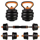 CCLIFE 6in1 Kettlebell Hanteln Set 2er verstellbar mit Verbindungsstahlrohr Kurzhanteln Langhanteln Kugelhantel Hantelset professionell Dumbbell - ZERRO, Farbe:Mit Verbindungsrohr, 2x20 KG