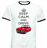 TEESANDENGINES Herren T-Shirt ALFA ROMEO GTA Junior Keep Calm Ringer Schwarz Gr. M, weiß