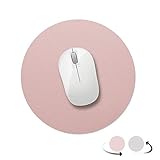 AtailorBird Mauspad Runde Office Mauspad rutschfeste Mousepad Doppelte Farbe Wasserdicht PU Leder Matte für PC, Computer und Laptop - Zartrosa und Silb