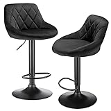 XINLEI 2Pcs Stilvoller Barstuhl Samt Modern European & Americal Barhocker Swivel Lifting High Hocker Fußstütze für Home Kitchens Barmöbel(Color:Black)