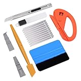 Ehdis 7 Stück Rakel Set für Tönungsfolie Auto Wrap, Folien Werkzeug Set für Wrapping, Filzrakel, Folierung Rakel, Cutter, Messer mit 10 Klingen, Folierungs Werkzeug