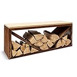 Blumfeldt Firebowl Kindlewood, Holzspeicher, Sitzbank, Für drinnen und draußen, Bambusplattte, 104x40x35cm, b