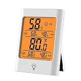 XIAMUSUMMER Digitales Thermometer Hygrometer, Innenthermometer Mit Großem LCD-Touchscreen Und Hintergrundbeleuchtetem Feuchtigkeitsmesser, Raumthermometer Mit 24-Stunden-Aufzeichnungen (Weiß/Schwarz)