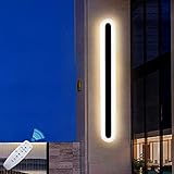 Up Down Innen LED Wandleuchte Aussen Dimmbar mit Fernbedienung Lang Schmal Schwarz IP65 Wetterfest Treppenlicht Deko Wandlampe Außenbeleuchtung Lichtleiste Treppen Gärten Terrassen Nachtlicht,200