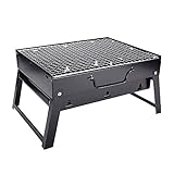 LIXIAOHONGG BBQ Grill Holzkohlegrill Lagerfeuer Tisch BBQ Lagerfeuer Ständer kompakt Edelstahl faltbar (Farbe: Kombination 2, Größe: 35 x 27 x 20 cm)