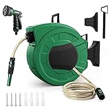 Schlauchtrommel, Gartenschlauchaufroller mit 20m PVC-Schlauch, 1/2” Schlauch und 3/4” Schnellanschluss, max. Druck: 10bar, Schlauchaufbewahrung zur Gartenbewässerung und Autow