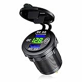 MY99 USHOMI 12V 24V Dual QC3.0 USB Kfz-Ladebuchse mit Touch-Schalter LED Voltmeter Wasserdichtes Netzteil für LKW SUV Marine M