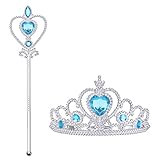 Vicloon Prinzessin ELSA die Schneekönigin Dress Up Accessoires - 2 Stück Geschenk-Set mit Strass Crown Zauberstab B