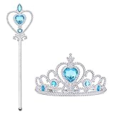 Vicloon Prinzessin ELSA die Schneekönigin Dress Up Accessoires - 2 Stück Geschenk-Set mit Strass Crown Zauberstab B