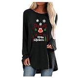 Tops Women's Oversized T-Shirt Sports Shirt Long Sleeves Sports Tops Vintage Sweatshirt Crew Neck Sportswear Teenager Girls Tops(Black, 3XL)