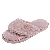 Damen Offene Zehe Hausschuhe Plüsch Latschen Gemütliche Flauschige Pantoffeln Open Toe Flache Sandalen Frauen Indoor Rutschfeste,Verschleißfeste Leichte House Cute Winter Warme Weiche Hause Slipp