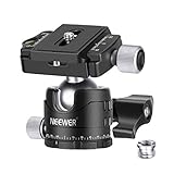 Neewer Professionelles 28MM niedriges Profil Stativkugelkopf 360 Grad Panorama Drehung mit 2 Verriegelungsknöpfen, 1/4 Zoll QR Platte und Wasserwaage für DSLR Kameras Stative Max. Belastung 10kg