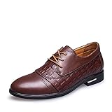 Spades & Clubs Elegante Schuhe, Herren, 6,1 cm hoher versteckter Absatz, echtes Krokoleder, für Hochzeiten/ formale Anlässe, braun - braun - Größe: 39 1/3 EU