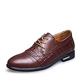 Spades & Clubs Elegante Schuhe, Herren, 6,1 cm hoher versteckter Absatz, echtes Krokoleder, für Hochzeiten/ formale Anlässe, braun - braun - Größe: 39 1/3 EU