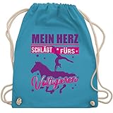 Shirtracer Pferde Geschenk und Reiten Zubehör - Mein Herz schlägt fürs Voltigieren - fuchsia/lila - Unisize - Hellblau - voltigieren turnbeutel - WM110 - Turnbeutel und Stoffbeutel aus Baumw