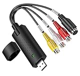 GLER USB 2.0 Video Audio Konverter, VHS zu Digitalisieren Video Adapter, Support NTSC, PAL, SECAM, USB 2.0 Converter VHS Capture für Windows 2000, XP/Vista/VHS/VCR/DVD