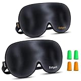 Entligent Schlafmaske Damen und Herren, [2 Stück, M + L] Augenmaske 100% Hautfreundlich Seide Schlafbrille, inkl. Ohrstöpseln, Ideal für Reisen und zu H