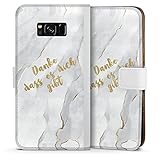 DeinDesign Klapphülle kompatibel mit Samsung Galaxy S8 Plus Duos Handyhülle aus Kunst Leder weiß Flip Case Spruch Adventskalender M