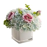 Künstliche Blumen Kreative Hydrangea Rose Blumenstrauß Gefälschte Blume Simulations-Blumen-Satz, Wohnzimmer-Glasvase Künstliche Blumen Wohnaccessoires, künstliche gefälschte Blumentopf Pflanzen fü