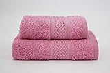 Badetuch-Set mit zwei Badetüchern für Gesicht und Gästehandtuch aus 100 % Baumwolle, weich. Hochwertiger Frottee aus Portugal, Gewicht 340 g/m²