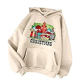 BIKETAFUWY Weihnachten Sweatshirt Damen Weihnachtspulli Damen Basic Hoodie Pulli Damen Kapuzenpulli mit Weihnachten Druck Pullover Damen Kapuzenpullover Weihnachtsfeier Sportbekleidung