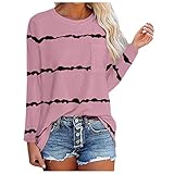 XUNN Damen Tops Langarmshirt Oberteile Casual Lose Einfarbig Pullover Blusen Tuniken Shirt Elegant Top