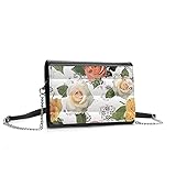 Magnolia Muster Crossbody Geldbörse für Frauen Verstellbarer Riemen Klassische Leder Geldbörsen Mode Mini Schultertasche Multi Tasche mit Kartensteckp