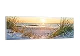 Bilder auf glas - Düne Strand Meer - 140x50cm - Glasbilder - Wandbilder - Kunstdruck - zum Aufhängen bereit - Wanddekoration aus Glas - Glas Bilder - Wandbild auf Glas - Einteilig - GAB140x50-3989