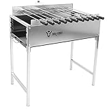 BBQ-Toro Stand Holzkohlegrill mit elektrischem Spiessdreher | Edelstahl Grill mit Drehspiess Gestell 11 Spiessen und Motor | mit Netzstecker und USB | Mangal Schaschlik | Grillspiess Drehsp