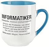 vanVerden Curved Tasse - Informatiker Wikipedia Spruch Motto Motiv Berufe - beidseitig Bedruckt - Geschenk Idee Kaffeetasse, Tassenfarbe:Weiß/B