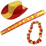 Sonia Originelli Fan-Paket Spanien Spain Espana WM EM Fußball Schal Hawaiikette Hut Fanartik