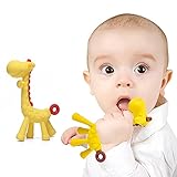 iLondon Think Baby Zahnen Giraffe Spielzeug Ungiftig BPA-frei Natürliches Bio-Silikon Kauspielzeug Spülmaschinenfest Leicht zu reinigen Kleinkind & Baby (Gelb)