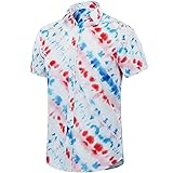 3D Tie dye Shirt Herren-Hemden Hawaiihemd Schmale Passform Modisches klassisches Revers-Hemd mit Knöpfen Sommer lässig Blumenmuster kurzärmelig Blumendruck Hawaii-Wasser waschen Riss Drucken B