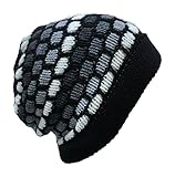 Alpaka Wolle Beanie Mütze Gestreift Gepunktet Weich Winter Warm Gemütlich Peru Neutral Hexagon, Schwarz , O