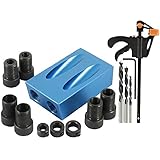 15PCS Doppel Schrägloch Pocket Hole Jig Taschenloch Jig Kit 15° Winkelantriebsadapter Bohrhilfe Holzbearbeitung Winkel Bohren Positionierer Locher 6/8/10