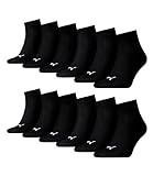12 Paar Puma Unisex Quarter Socken Sneaker Gr. 35 - 49 für Damen Herren Füßlinge, Farbe:200 - black, Socken & Strümpfe:39-42