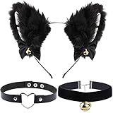 DoDuo Katze Ohr Stirnband Haarband, Cosplay Set cat Ears Cosplay Katzenohren Haarschmuck Haarband für Karneval Kinder Erw