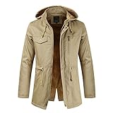 Pajiay Kapuzenjacke Herren Slim Fit Plus Fleecefutter Warm Winterjacke Herren Mode Lassig Mittlere Länge Verdicken Jacke Herren Outdoor Camping Bergsteigen Sweatjacke Herren Abnehmbarer H