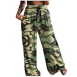 Damen bequeme Pyjamahose Yogahose Lose Schmetterlings-Blumendruck-beiläufige Lounge-Jogginghose Relaxhosen für Damen Hippie Hose Hosen Damen Vintage Casual Lose Halloween Totenkopf Druck Weite H
