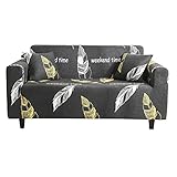 Stretch-Sofabezug mit Blumendruck, Rutschfester, fest gewickelter Sofabezug, L-förmiger kombinierter Ecksofabezug NO.10 2Sitz-M-(145-185