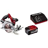 Einhell Akku-Handkreissäge TE-CS 18/150 Li Power X-Change (Lithium Ionen, Schnitttiefe + Neigungswinkel werkzeuglos einstellbar, LEDs, inkl. 5,2 Ah Akku und Fastcharger)