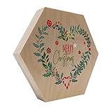 CATDESIGN Hexagon Deko-Holzbild zum hinstellen zu Weihnachten – 100% Handmade – brillianter Druck auf Echtholz – schöne Deko im Wohnzimmer, Weihnachtsdeko, Wohnaccessoire – Geschenk-I